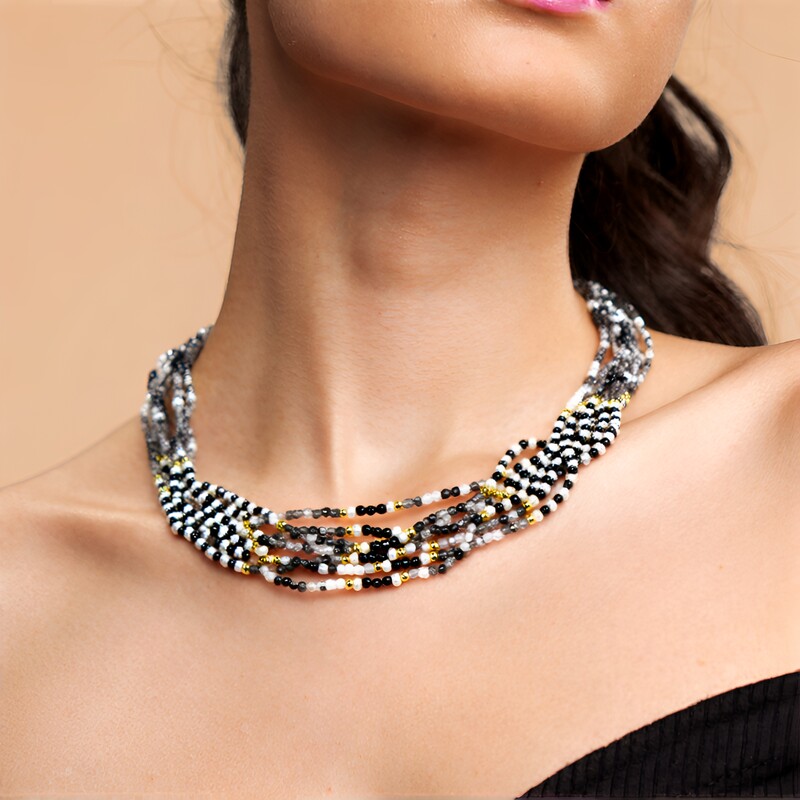 Edelstein-Silberhalskette (Riya)