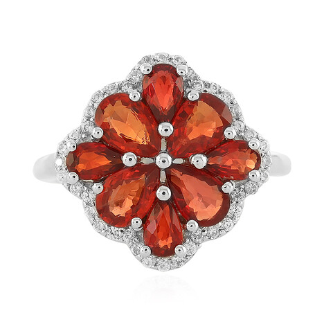 Abendroter Rubin-Silberring