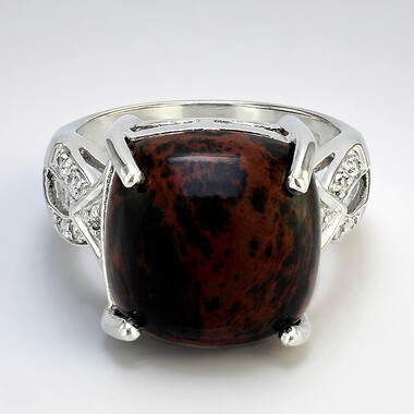 Anillo en plata con Obsidiana caoba