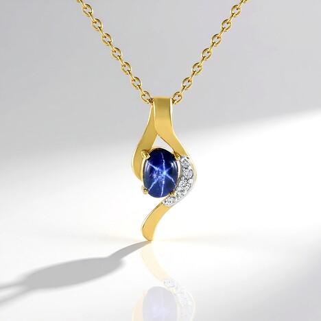 Collier en argent et Saphir étoilé bleu