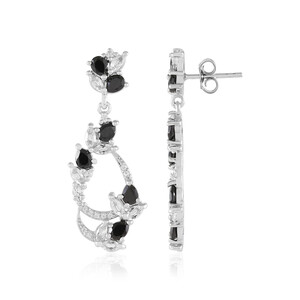 Black Spinel Silver Earrings