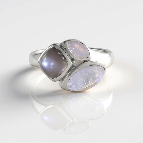 Anello in argento con Pietra di Luna Blu (KM by Juwelo)