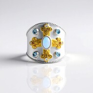 Pierścionek ze srebra rodowanego - Opal Welo AAA (Dallas Prince Designs)