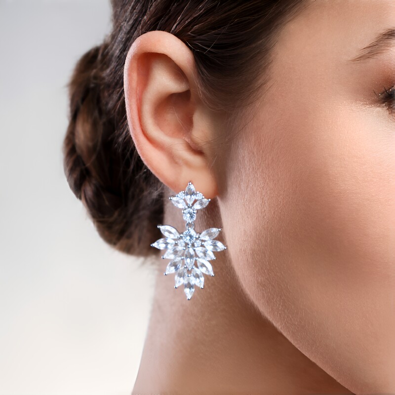 Pendientes en plata con Topacio blanco