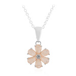 Peach Pastel Quartz Silver Necklace