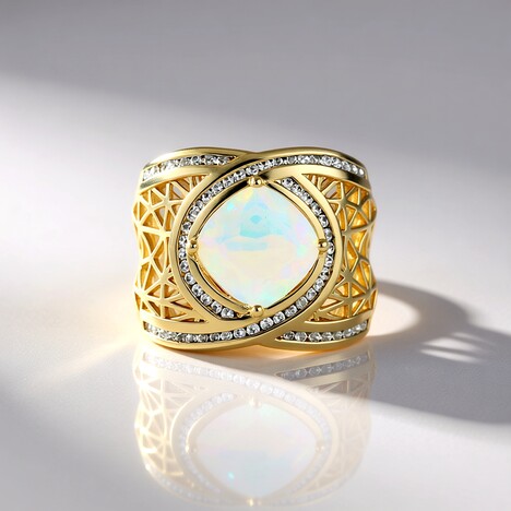 Anello in oro con Opale di Welo AAA (Ornaments by de Melo)