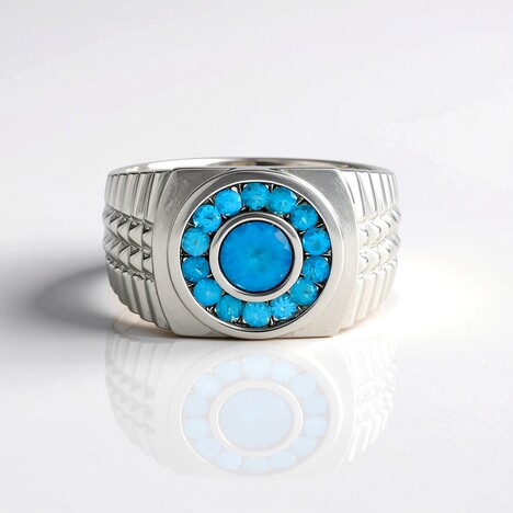 Anello in argento con Apatite Blu Neon