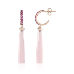 Pinkfarbener Chalzedon-Silberohrringe