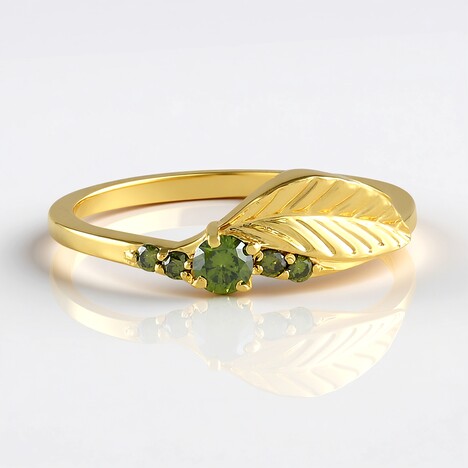 Anello in argento con Diamante Verde I2