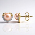 Boucles d'oreilles en argent et Perle de culture d'eau douce de couleur pêche (TPC)