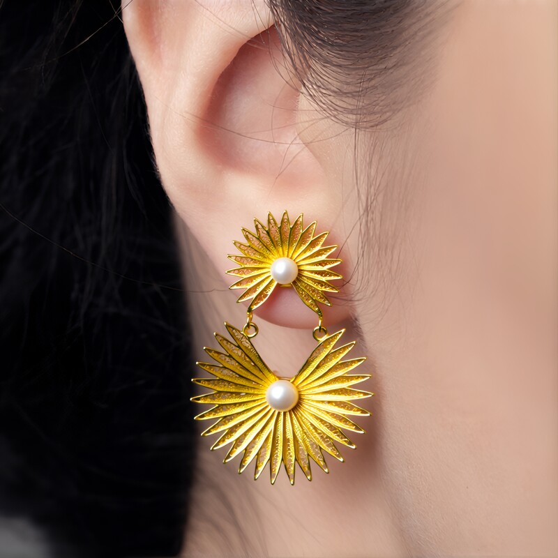 Orecchini in argento con Perla d'Acqua Dolce Bianca (Joias do Paraíso)