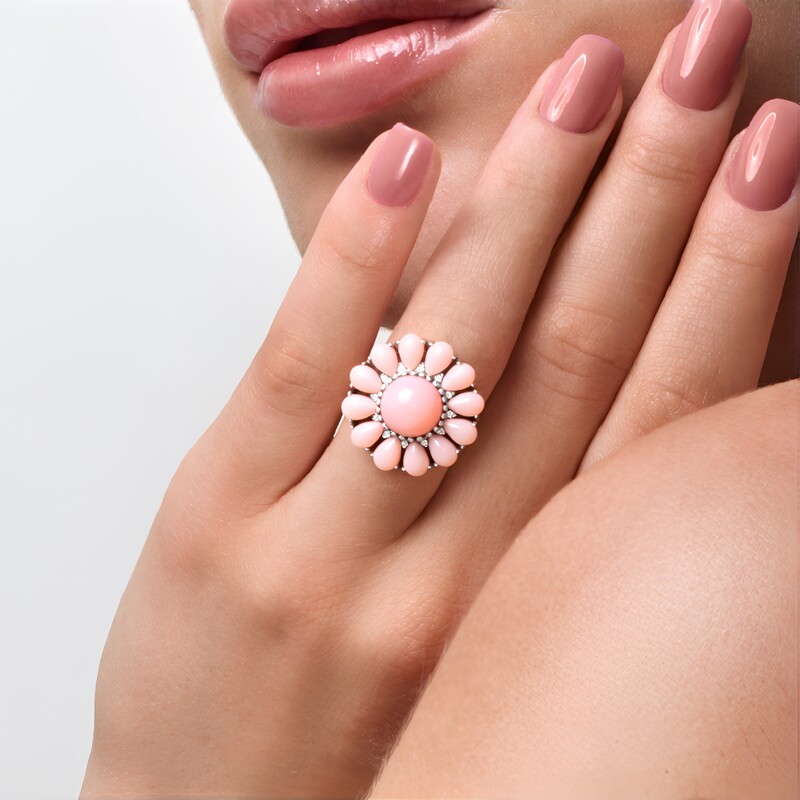 Bague en argent et Opale rose (de Melo Essence)