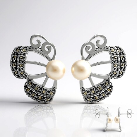 Orecchini in argento con Perla d'Acqua Dolce Bianca (TPC)