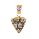 Ciondolo in argento con Corallo Pietrificato (Bali Barong)