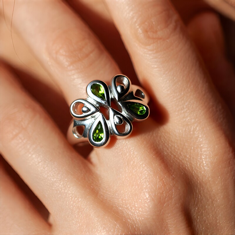 Cuprian Tourmaline Silver Ring