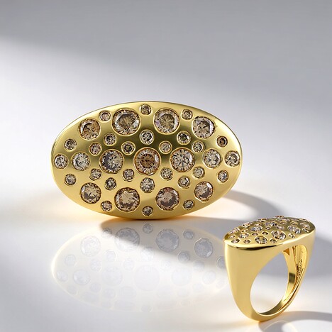 Anello in oro con Diamante Champagne I2 (de Melo Gold)