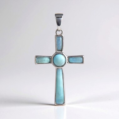 Zawieszka ze srebra rodowanego - Larimar