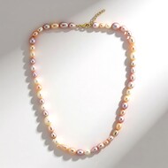 Collier en argent et Perle de culture d'eau douce de couleur pêche (TPC)