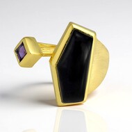 Anello placcato in oro con Onice