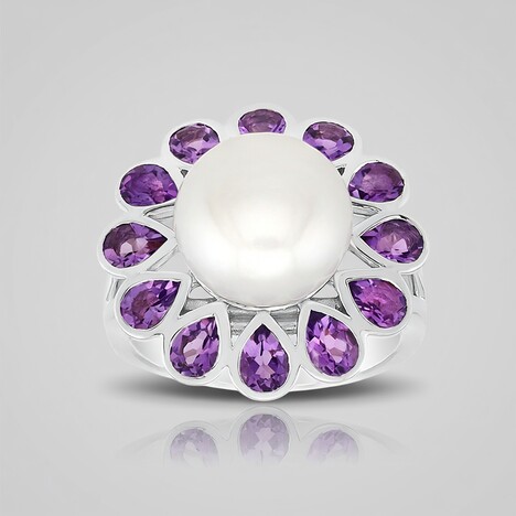 Anello in argento con Perla d'Acqua Dolce Bianca (Michelle Albala)