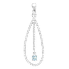 Pendentif en argent et Aigue-Marine Santa Maria