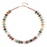 Multi Gem Silver Necklace (Riya)