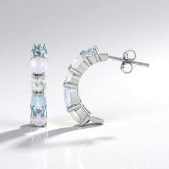 Orecchini in argento con Pietra di Luna Blu (KM by Juwelo)