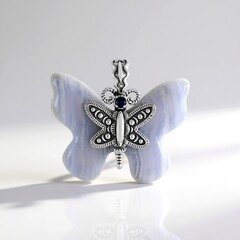 Ciondolo in argento con Agata Lace Blu (Desert Chic)