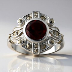 Anello in argento con Granato Mozambico (Annette classic)