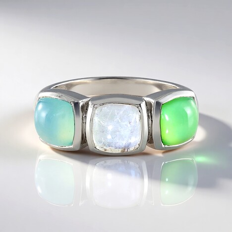 Anello in argento con Calcedonio Acqua (KM by Juwelo)