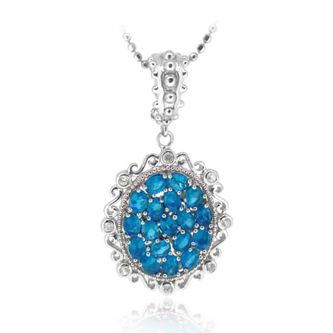 Neonblauer Apatit-Silberhalskette (Dallas Prince Designs)