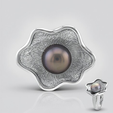 Anello in argento con Perla di Acqua Dolce (TPC)