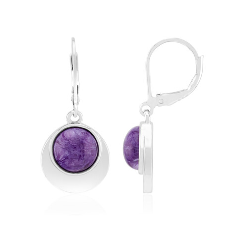 Pendientes en plata con Charoita
