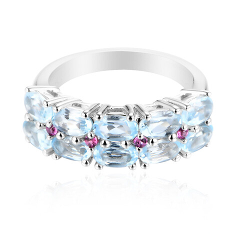 Anillo en plata con Topacio azul cielo