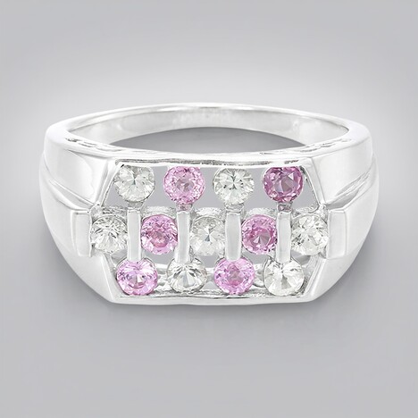 Anello in argento con Zaffiro Rosa Ceylon e Zaffiro Bianco