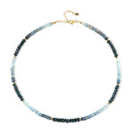 Zilveren halsketting met Londen-blauwe topaasstenen (Riya)