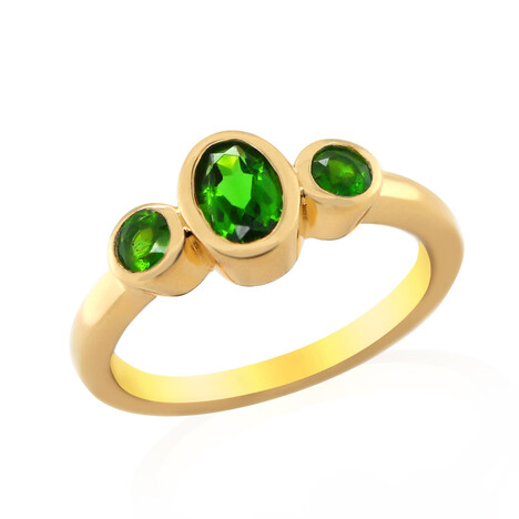 Anillo en plata con Diópsido de Rusia
