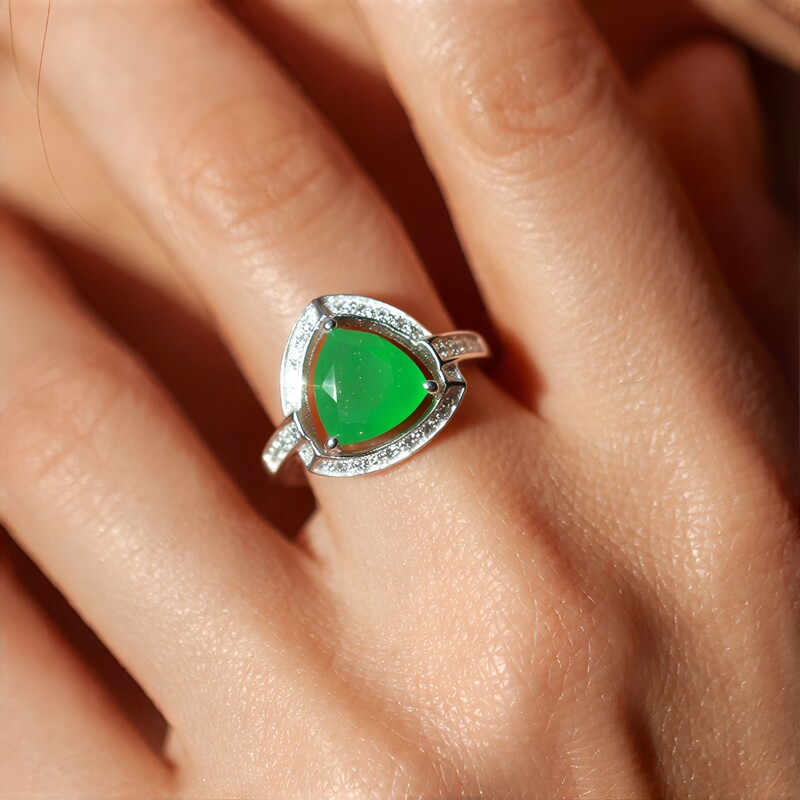 Green Chalcedony Silver Ring
