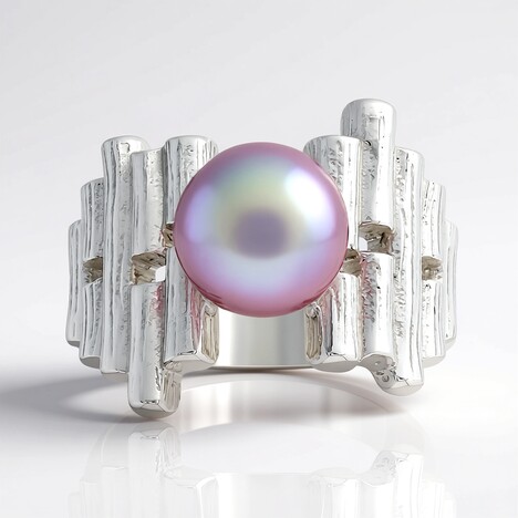 Anello in argento con Perla Ming Porpora (TPC)