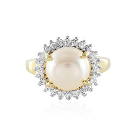 Weiße Süßwasserzuchtperlen-Silberring