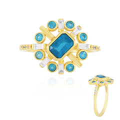 Bague en argent et Apatite bleu néon
