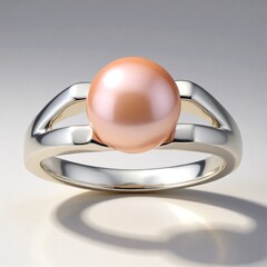 Anello in argento con Perla Ming color Pesca