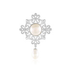 Weiße Süßwasserzuchtperlen-Silberanhänger/-brosche