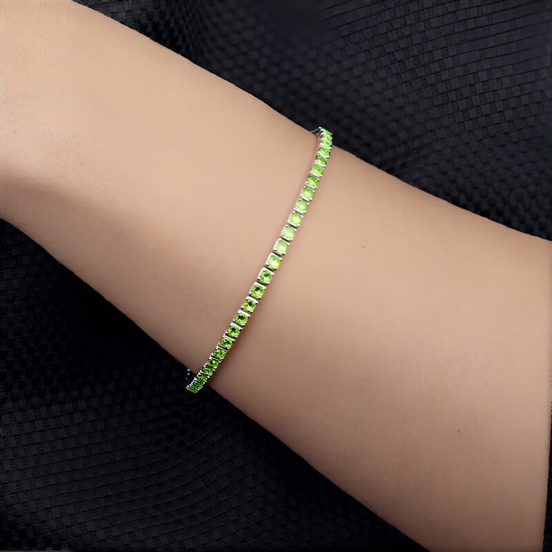 Burmesischer Peridot-Silberarmband