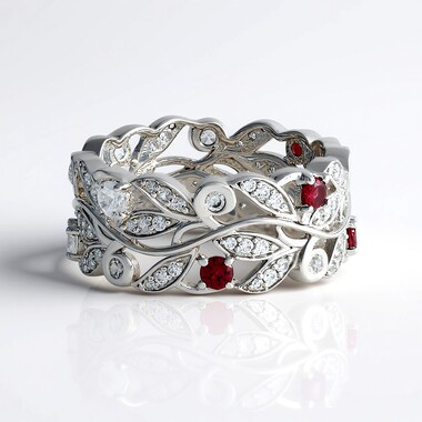 Pierścionek ze srebra platynowanego - Spinel czerwony szlachetny Noble Red (de Melo Essence)