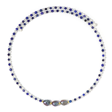 Collar al cuello en acero con Perla freshwater negra (Riya)