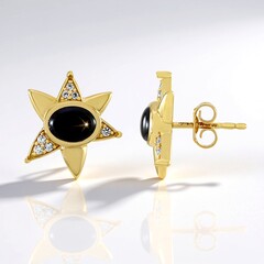 Pendientes en plata con Zafiro estrella negra (de Melo Essence)
