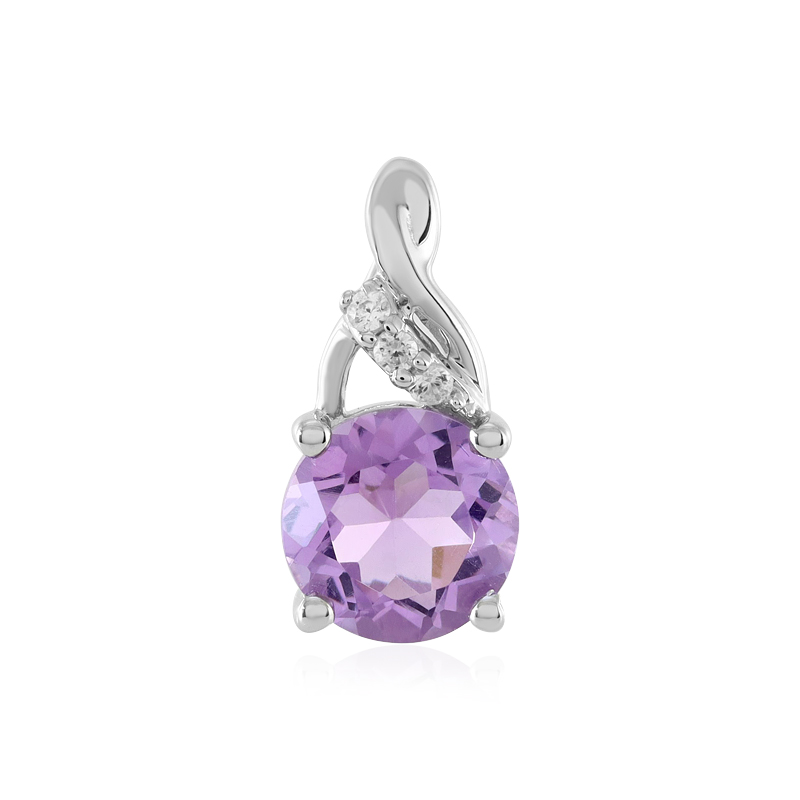 Brazilian Azur Quartz & Zircon Silver Pendant