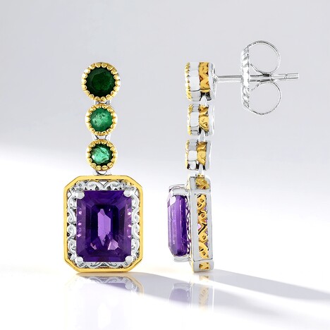 Boucles d'oreilles en argent et Améthyste (Gems en Vogue)