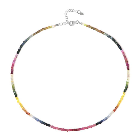 Zilveren halsketting met saffieren